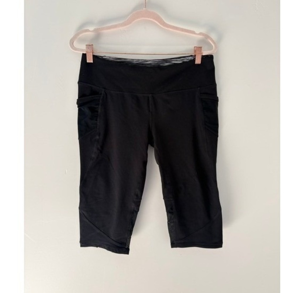 Tangerine Womens Black Activewear Capri Leggings with Side Pockets Size M